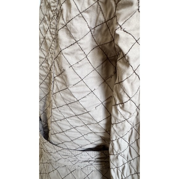 XCVI Jacket XL Taupe Diamond Quilted Belted Moto Utility Military Safari Classic - Picture 16 of 16